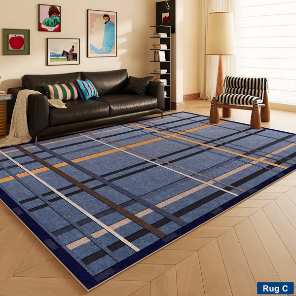 Living Room Rug Ideas, Mid Century Modern Rugs, Bedroom Modern Floor Carpet, Blue Modern Rug Designs, Contemporary Modern Rugs for Dining Room-HomePaintingDecor