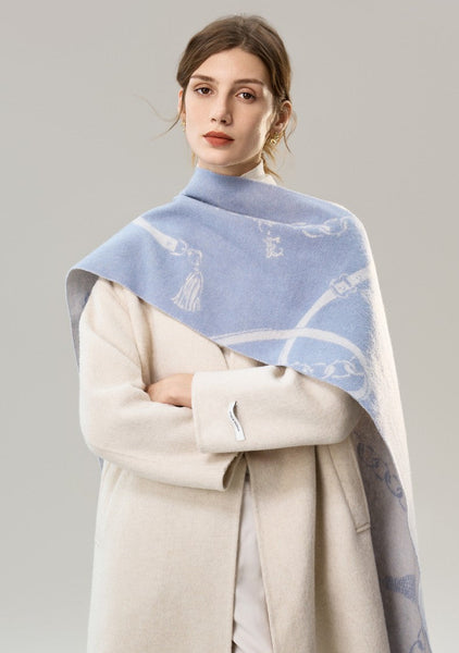 Elegant Designer Scarf, Holiday Women Scarf, Christmas Gifts for Her, Modern Wool Scarf, Warm Winter Scarf, Cold Weather Scarf, Blue Fashion Scarf, Soft Cashmere Scarf for Girls-HomePaintingDecor