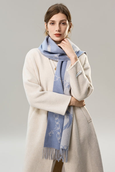 Elegant Designer Scarf, Holiday Women Scarf, Christmas Gifts for Her, Modern Wool Scarf, Warm Winter Scarf, Cold Weather Scarf, Blue Fashion Scarf, Soft Cashmere Scarf for Girls-HomePaintingDecor