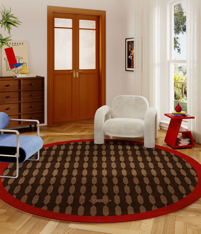 Geometric Modern Rugs for Living Room, Mid Century Circular Rugs for Bedroom, Abstract Contemporary Round Rugs under Chairs, Modern Rugs for Dining Room-HomePaintingDecor
