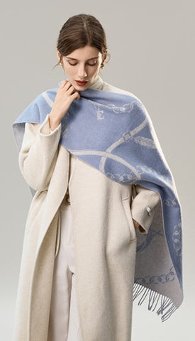 Elegant Designer Scarf, Holiday Women Scarf, Christmas Gifts for Her, Modern Wool Scarf, Warm Winter Scarf, Cold Weather Scarf, Blue Fashion Scarf, Soft Cashmere Scarf for Girls-HomePaintingDecor