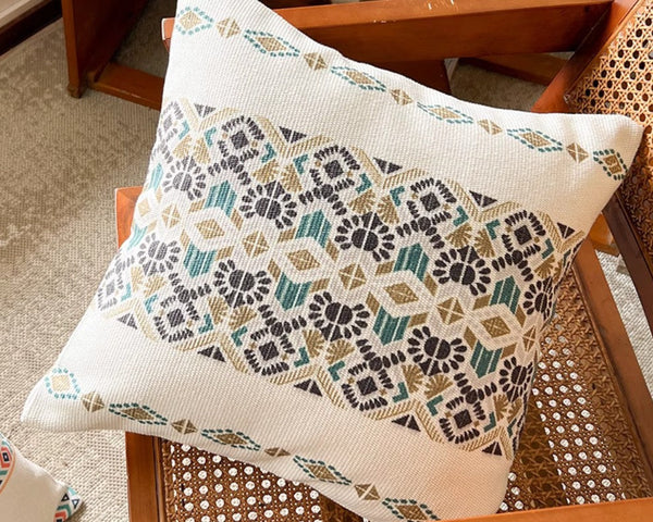 Modern Square Pillows for Couch, Geometric Modern Pillow Covers, Oriental Decorative Throw Pillows for Dining Room, Bohemian Decorative Sofa Pillows-HomePaintingDecor