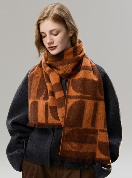 Casual Scarf for Women, Modern Wool Scarf for Women, Fashion Designer Scarf, Cold Weather Scarf, Winter Scarf, Soft Cashmere Scarf for Women-HomePaintingDecor