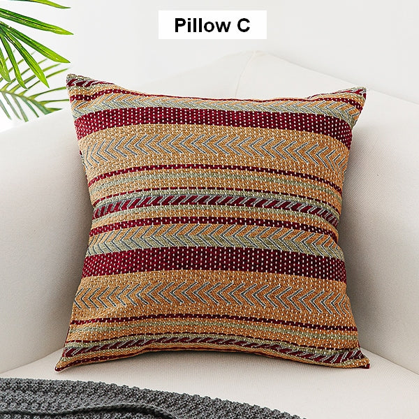 Extra Large Geometric Pattern Chenille Throw Pillows, Oriental Throw Pillow for Couch, Bohemian Decorative Sofa Pillows-HomePaintingDecor