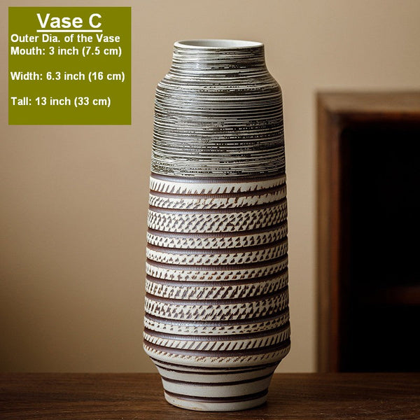 Modern Bouquet Flower Vases, Centerpiece on Dining Table, Handmade Pottery Flower Vases Urn, Water Holding Flower Vases, Large Flower Vase on Table-HomePaintingDecor