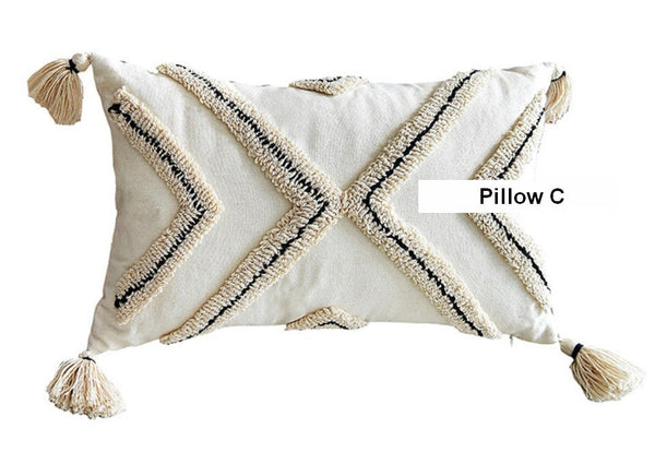 Geometric Square Modern Throw Pillows for Couch, Beige Decorative Throw Pillows, Contemporary Throw Pillow for Interior Design-HomePaintingDecor