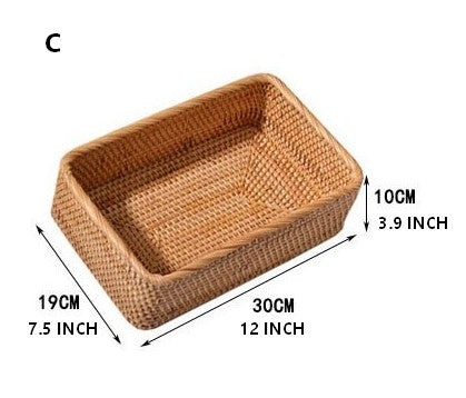 Rectangular Storage Basket for Living Room, Small Kitchen Storage Baskets, Woven Storage Baskets, Rattan Storage Baskets for Shelves-HomePaintingDecor
