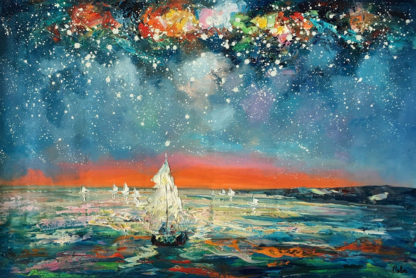 Impasto Art, Heavy Texture Painting, Starry Night Sky, Abstract Landscape Painting, Palette Knife Art, Custom Artwork