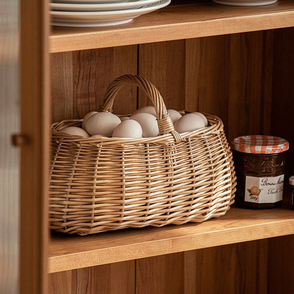 Hand-woven Wicker Storage Basket, Small Picnic Storage Basket with Handle, Willow Weaving Baskets for Vegetable, Natural Fruit Basket, Kitchen Storage Baskets-HomePaintingDecor