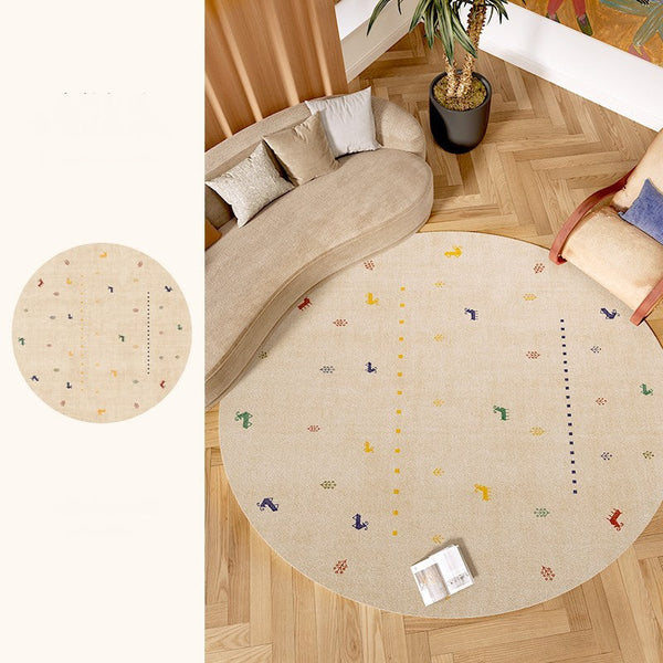 Geometric Modern Rug Ideas for Living Room, Circular Modern Rugs for Bathroom, Modern Rugs for Children's Room, Abstract Contemporary Round Rugs for Dining Room-HomePaintingDecor
