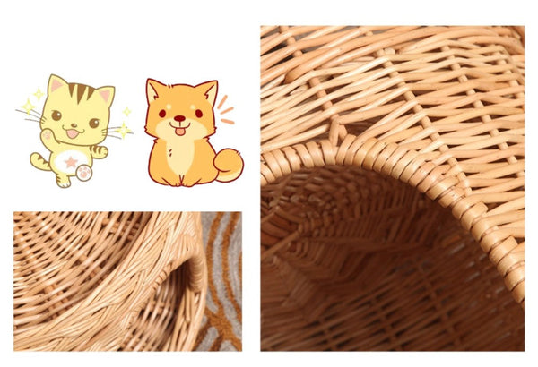 Large Cat House Basket with Washable Cushion for Indoor Cats and Dogs, Triple-Layer Cat Bed-HomePaintingDecor