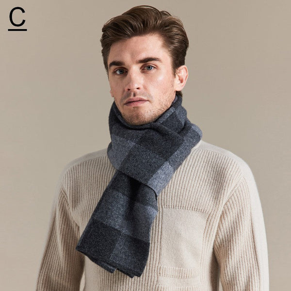 Plaid Scarf for Men, Business Wool Scarf for Gentleman, Men's Winter Scarf, Men's Wool Scarf Winter, Modern Fashion Scarf, Formal Men Scarf Styles, Pure Wool Scarf-HomePaintingDecor
