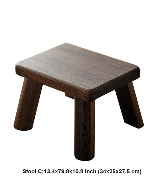 Dining Table Stool, Shoe-changing Stool, Solid Wood low Stool, Paulownia Wood Stool, Children's Wooden Stool, Sofa Stool-HomePaintingDecor