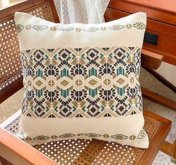 Modern Square Pillows for Couch, Geometric Modern Pillow Covers, Oriental Decorative Throw Pillows for Dining Room, Bohemian Decorative Sofa Pillows-HomePaintingDecor