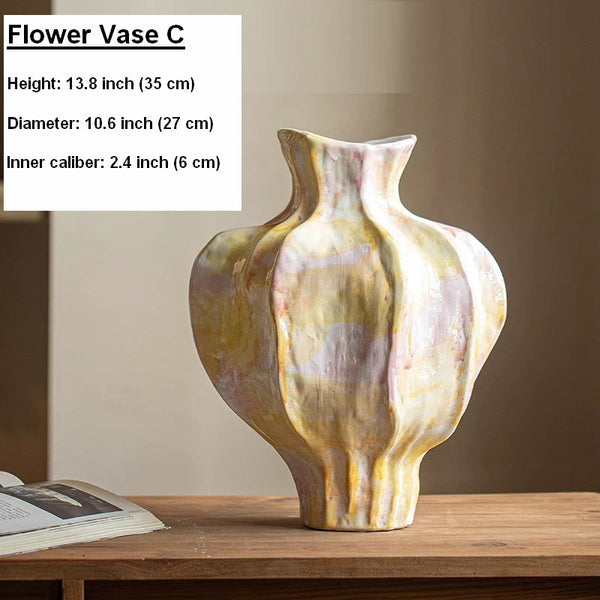 Handmade Modern Flower Vase, Centerpiece Ceramic Bouquet Vases, Large Contemporary Vases on Dining Table, Porcelain Vases for Modern Home Decor-HomePaintingDecor