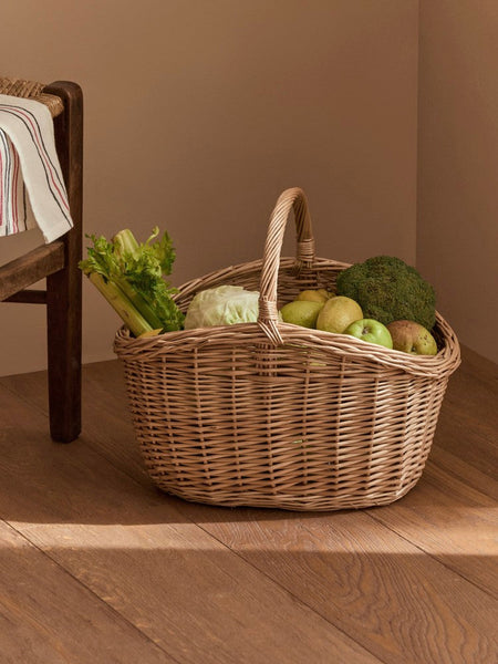 Wicker Storage Basket, Large Picnic Food Basket with Handle, Lovely Willow Weaving Baskets for Vegetable, Natural Fruit Basket, Natural Hand-woven Kitchen Storage Baskets-HomePaintingDecor