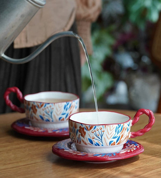 Ceramic Coffee Cup Set, Tea Cup With Saucer, Coffee Cup With Saucer, Porcelain Tea Cup Set, British Afternoon Tea Set, Gift Box Tea Set-HomePaintingDecor
