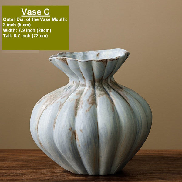 Handmade Water Holding Flower Vases, Modern Flower Vase Centerpiece on Table, Porcelain Flower Vases, Ceramic Bouquet Vases-HomePaintingDecor