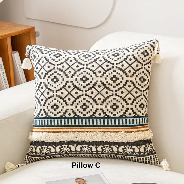 Modern Square Pillows for Couch, Contemporary Pillow Covers, Oriental Decorative Throw Pillows for Bedroom, Bohemian Decorative Sofa Pillows-HomePaintingDecor