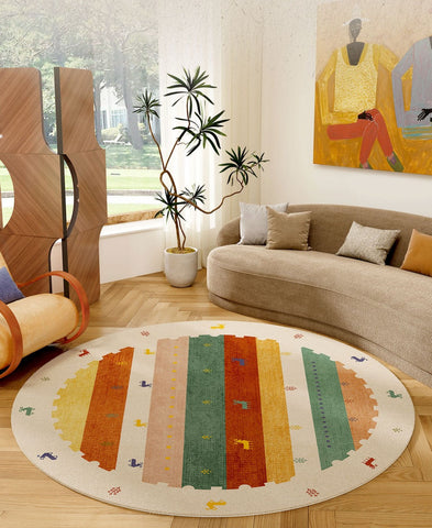 Modern Rugs for Children's Room, Geometric Modern Rug Ideas for Living Room, Circular Modern Rugs for Bathroom, Abstract Contemporary Round Rugs for Dining Room-HomePaintingDecor