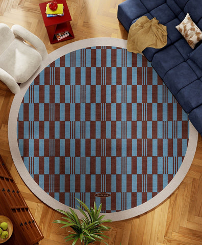 Modern Rugs for Dining Room, Geometric Modern Rugs for Living Room, Mid Century Circular Rugs for Bedroom, Abstract Contemporary Round Rugs under Chairs-HomePaintingDecor