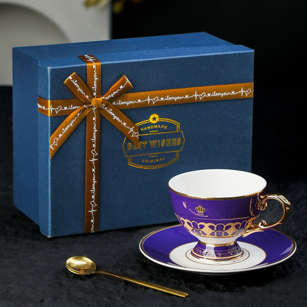 Vintage Royal Tea Cup and Saucer in Gift Box, Elegant Ceramic Coffee Cups, British Tea Cup set, Porcelain Tea Cup and Saucer Set-HomePaintingDecor