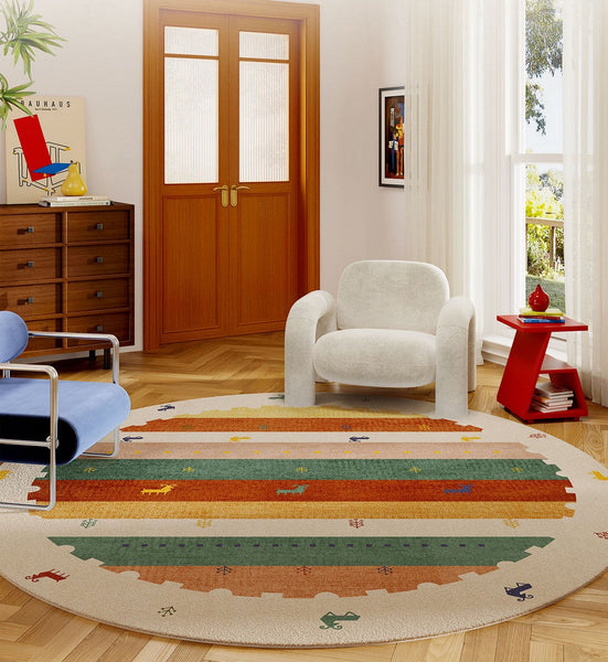 Modern Rugs for Children's Room, Geometric Modern Rug Ideas for Living Room, Circular Modern Rugs for Bathroom, Abstract Contemporary Round Rugs for Dining Room-HomePaintingDecor