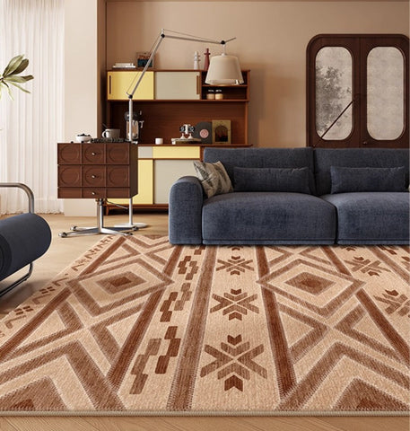 Mid Century Modern Rugs Next to Bed, Contemporary Rugs for Bedroom, Abstract Modern Carpets for Living Room, Modern Rugs for Dining Room-HomePaintingDecor
