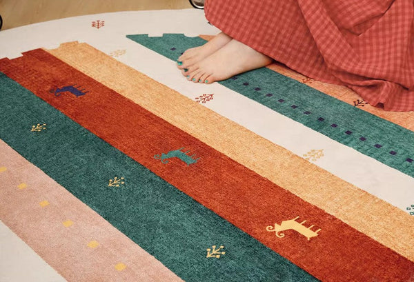 Modern Rugs for Children's Room, Geometric Modern Rug Ideas for Living Room, Circular Modern Rugs for Bathroom, Abstract Contemporary Round Rugs for Dining Room-HomePaintingDecor