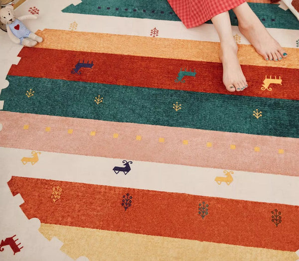 Modern Rugs for Children's Room, Geometric Modern Rug Ideas for Living Room, Circular Modern Rugs for Bathroom, Abstract Contemporary Round Rugs for Dining Room-HomePaintingDecor