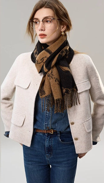 Cold Weather Scarf, Fashion Scarf, Soft Cashmere Scarf for Girls, Elegant Designer Scarf, Holiday Women Scarf, Christmas Gifts for Her, Modern Wool Scarf, Warm Winter Scarf-HomePaintingDecor