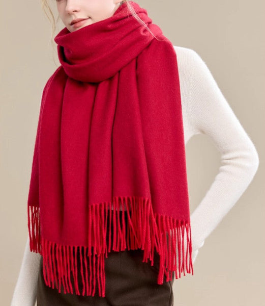 Long Wool Scarf, Soft Wool Scarf for Women, Evening Wrap, Red Winter Shawl, Elegant Shawl, Warm Cape, Fashion Scarf, Christmas Gift, Gifts for Women-HomePaintingDecor