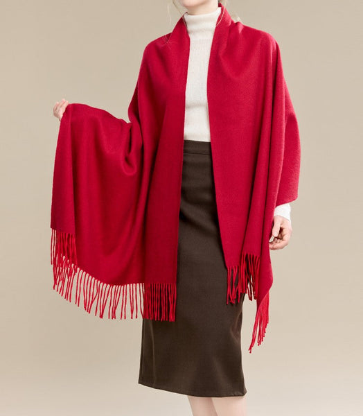 Long Wool Scarf, Soft Wool Scarf for Women, Evening Wrap, Red Winter Shawl, Elegant Shawl, Warm Cape, Fashion Scarf, Christmas Gift, Gifts for Women