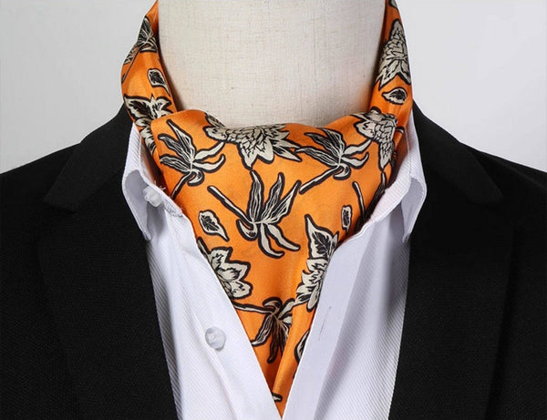 Casual Silk Scarf Men, Lightweight Short Silk Scarf, Mens Dress Silk Scarf, Short Silk Ascot Men, Silk Scarf For Blazer, Mens Summer Silk Scarf-HomePaintingDecor