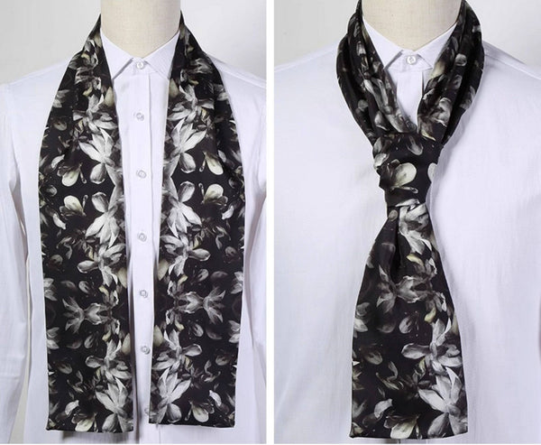 Lightweight Short Silk Scarf, Casual Silk Scarf Men, Mens Dress Silk Scarf, Short Silk Ascot Men, Silk Scarf For Blazer, Mens Summer Silk Scarf-HomePaintingDecor