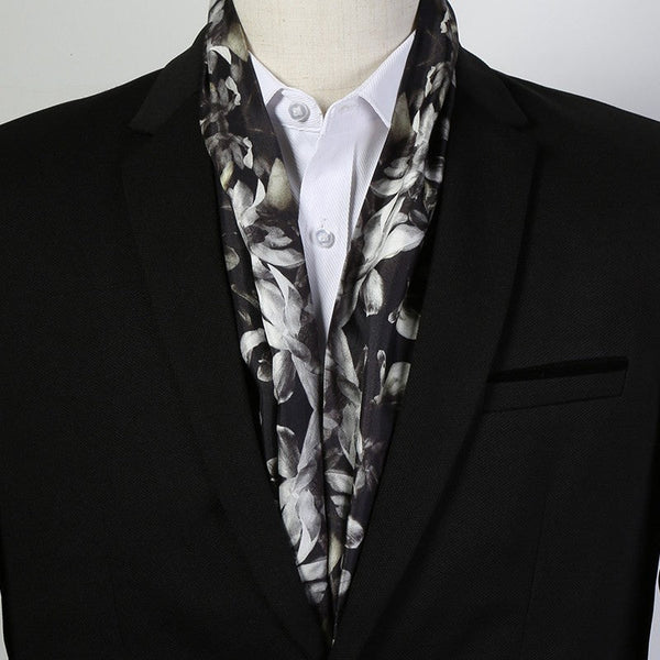 Lightweight Short Silk Scarf, Casual Silk Scarf Men, Mens Dress Silk Scarf, Short Silk Ascot Men, Silk Scarf For Blazer, Mens Summer Silk Scarf-HomePaintingDecor