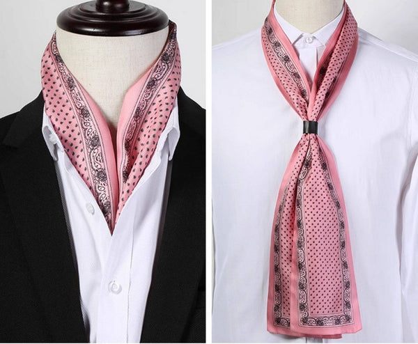 Mens Dress Silk Scarf, Short Silk Ascot Men, Lightweight Short Silk Scarf, Casual Silk Scarf Men, Silk Scarf For Blazer, Mens Summer Silk Scarf-HomePaintingDecor