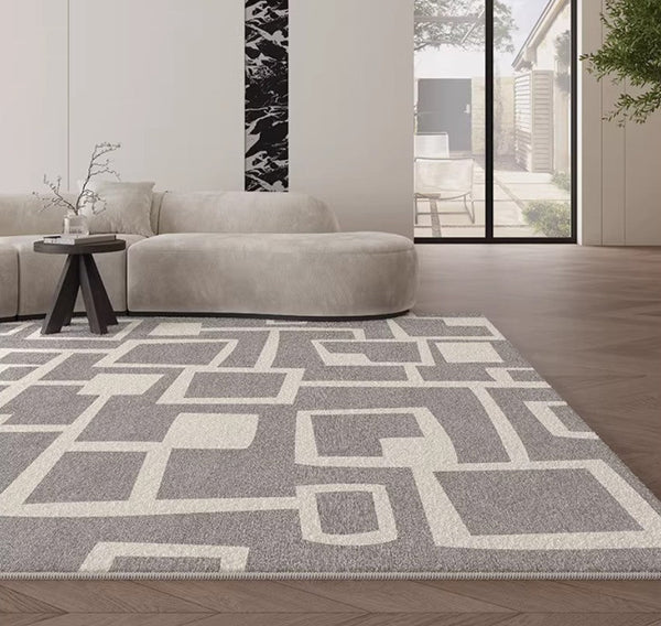 Large Geometric Rugs, Contemporary Area Rugs for Dining Room, Modern Rugs for Living Room, Gray Modern Rugs for Bedroom-HomePaintingDecor