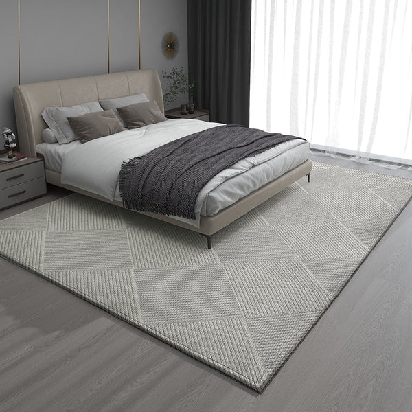 Gray Contemporary Modern Rugs for Living Room, Extra Large Modern Rugs for Bedroom, Geometric Modern Rug Placement Ideas for Dining Room-HomePaintingDecor