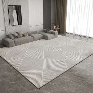 Gray Contemporary Modern Rugs for Living Room, Extra Large Modern Rugs for Bedroom, Geometric Modern Rug Placement Ideas for Dining Room-HomePaintingDecor