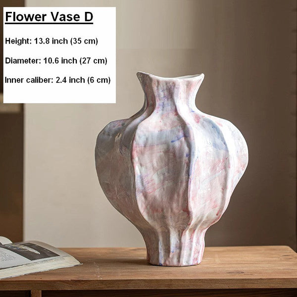 Centerpiece Ceramic Bouquet Vases, Handmade Modern Flower Vase, Large Contemporary Vases on Dining Table, Porcelain Vases for Modern Home Decor-HomePaintingDecor