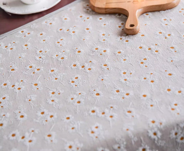 Rustic Flower Pattern Table Covers for Kitchen, Large Rectangle Tablecloth for Dining Room Table, Linen Rectangular Tablecloth for Oval Table, Country Farmhouse Tablecloth-HomePaintingDecor