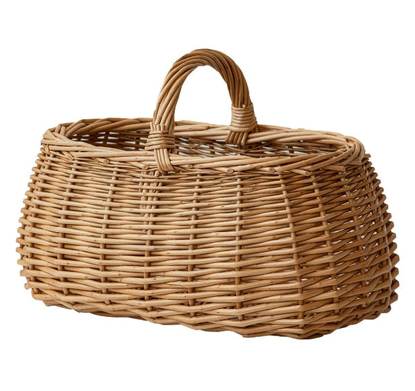 Hand-woven Wicker Storage Basket, Small Picnic Storage Basket with Handle, Willow Weaving Baskets for Vegetable, Natural Fruit Basket, Kitchen Storage Baskets-HomePaintingDecor