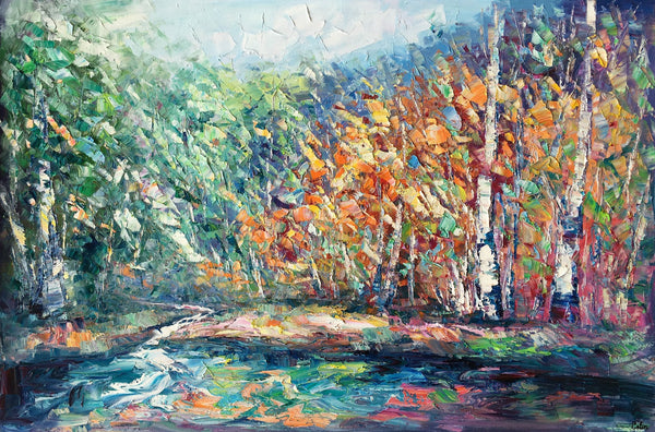 Landscape Painting, Autumn Tree Wall Art, Large Canvas Art, Custom Large Original Artwork, Canvas Painting-HomePaintingDecor