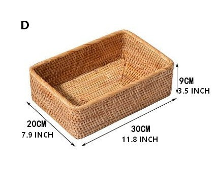 Rectangular Storage Basket for Living Room, Small Kitchen Storage Baskets, Woven Storage Baskets, Rattan Storage Baskets for Shelves-HomePaintingDecor