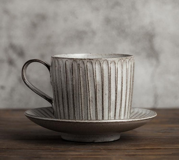 Latte Coffee Cup, Ceramic Coffee Cup, Pottery Coffee Cups, Breakfast Milk Cup, Cappuccino Coffee Mug, Coffee Cup and Saucer Set-HomePaintingDecor