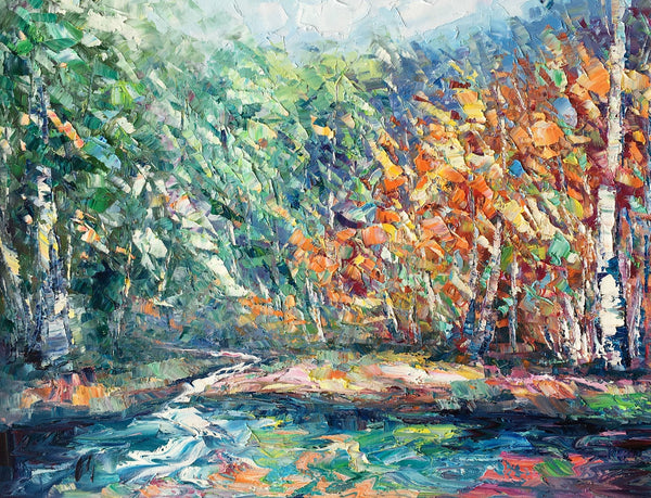 Landscape Painting, Autumn Tree Wall Art, Large Canvas Art, Custom Large Original Artwork, Canvas Painting-HomePaintingDecor