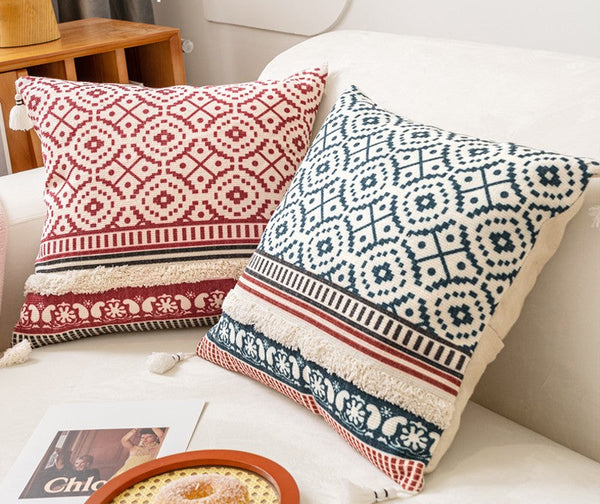 Modern Square Pillows for Couch, Contemporary Pillow Covers, Oriental Decorative Throw Pillows for Bedroom, Bohemian Decorative Sofa Pillows-HomePaintingDecor