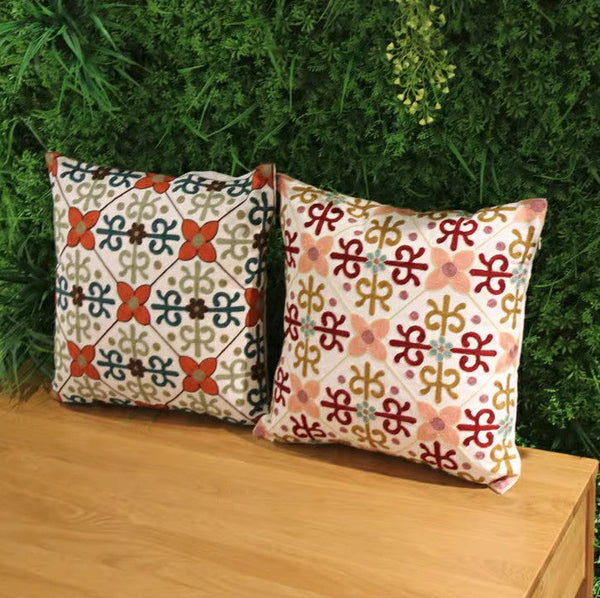 Farmhouse Decorative Throw Pillows for Couch, Embroider Flower Cotton Pillow Covers, Cotton Flower Decorative Pillows, Decorative Sofa Pillows-HomePaintingDecor