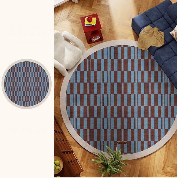 Modern Rugs for Dining Room, Geometric Modern Rugs for Living Room, Mid Century Circular Rugs for Bedroom, Abstract Contemporary Round Rugs under Chairs-HomePaintingDecor